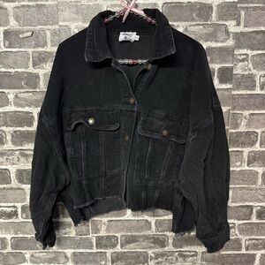 Princess Polly corduroy jacket black cropped cut off